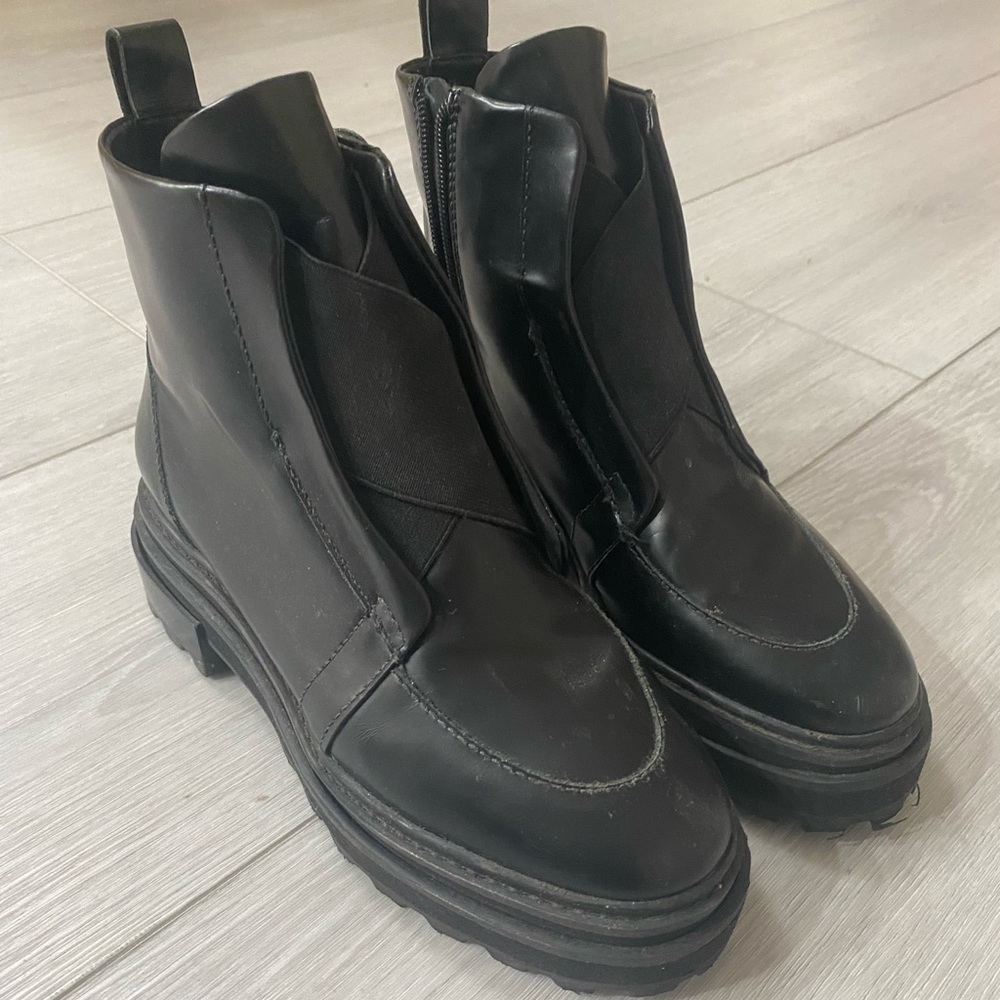 Black Schutz Flat Lug Boots
